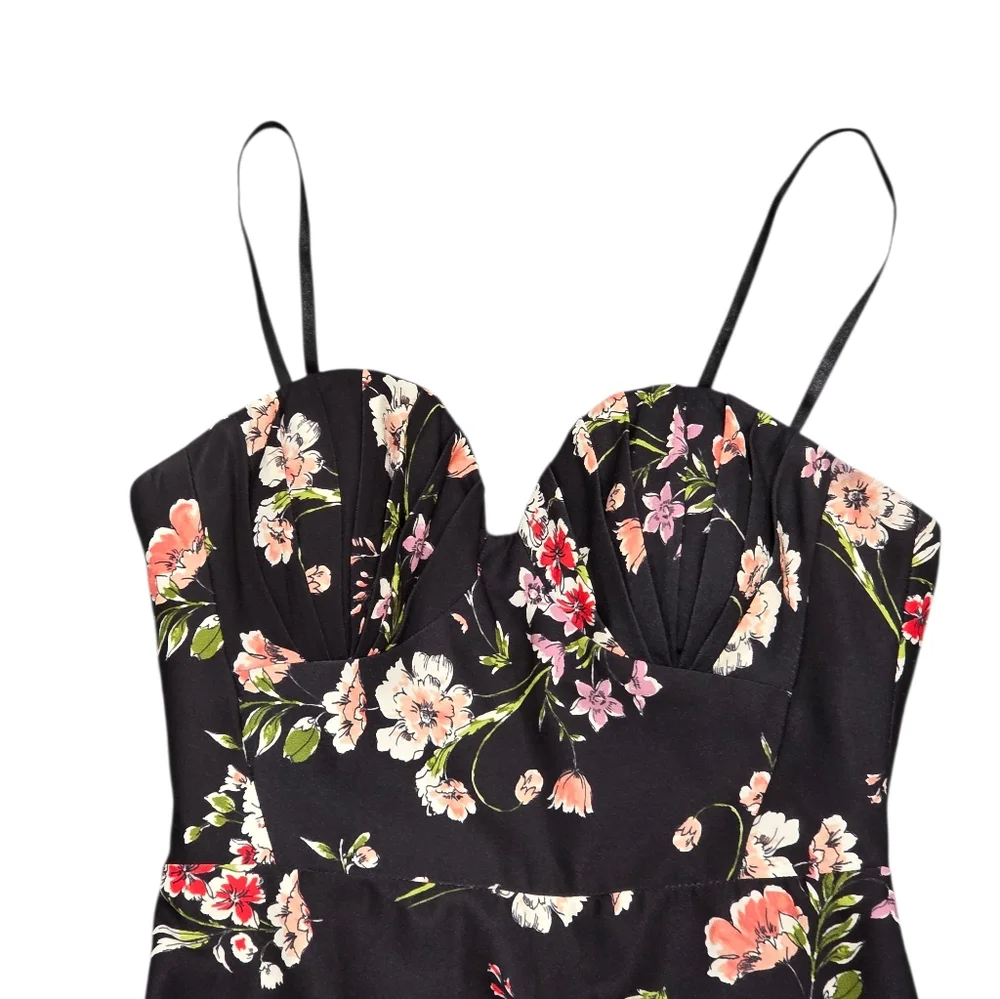 AIDAN MATTOX‎ FLORAL STRAPLESS COLUMN GOWN 0